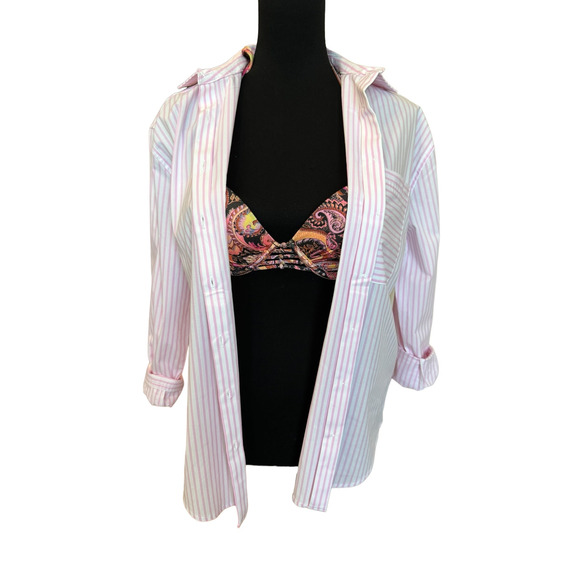 New ~ CASA CABANA  ~ Nordstrom  Bethany Stripe Shirt Size XS OVERSIZED - Picture 2 of 7